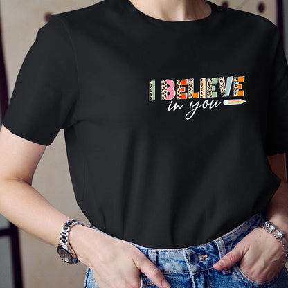 Retro Leopard I Believe In You Teacher T-Shirt