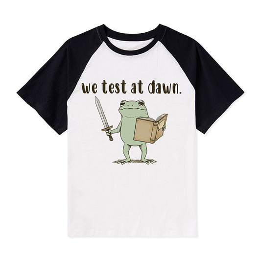 We Test At Dawn Teacher Raglan T-Shirt