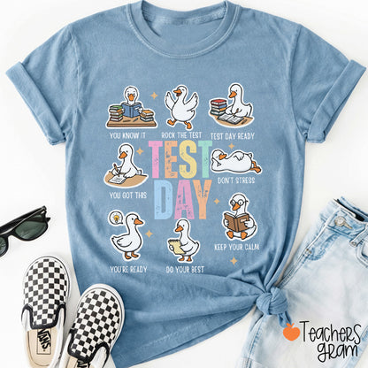 You Know It Rock The Test Test Day Goose Teacher T-Shirt